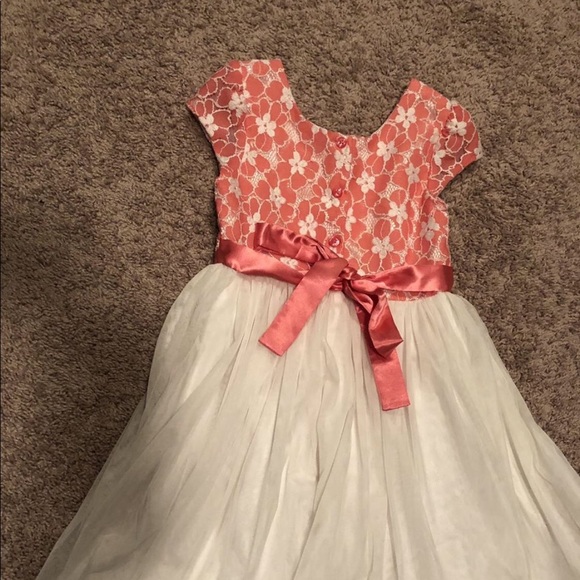 Coral Easter Dress Girls size 7 - Picture 2 of 3